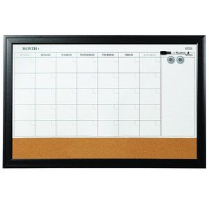 Home Décor Magnetic Combination Calendar Board, 23" x 35", Dry-Erase & Cork, 1-M